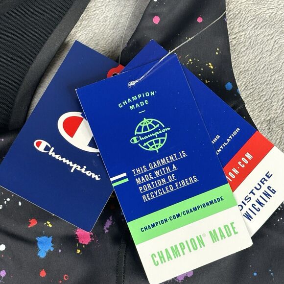 Champion Sports Bra‎ Women 1X Black Paint Splatter Athletic Moderate Support - Picture 4 of 12